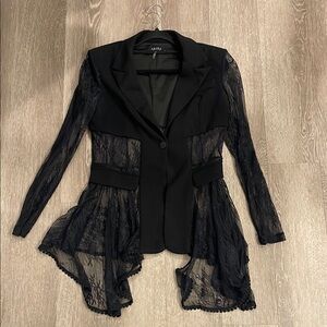 AKIRA Black Blazer with Asymmetrical Hem